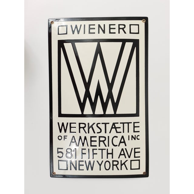 Wiener Werkstätte of America Inc New York Enameled Advertising Sign by Josef Hoffmann, 1960s For Sale - Image 16 of 18