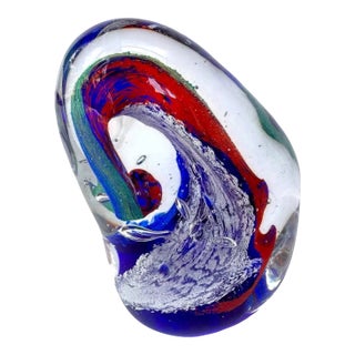 Vintage Abstract Studio Art Glass Sculpture 5" For Sale