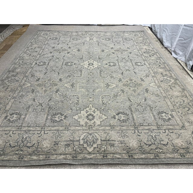 Rh Allegra Wool Rug – 8x10 Silver / Sand | Hand-Knotted | Oushak-Inspired Design For Sale - Image 16 of 18