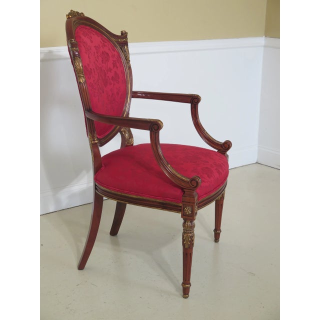 French French Louis XVI Style Mahogany & Gold Arm Chairs - a Pair For Sale - Image 3 of 13