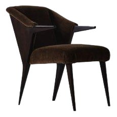 Walnut and Mohair Side Chair by Augusto Romano, Italy, 1940s For Sale