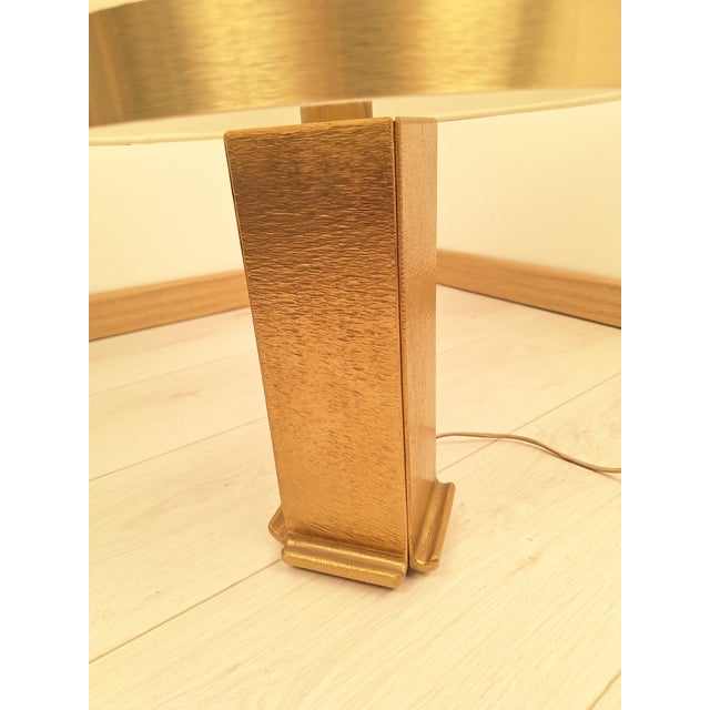 Sculpture Table Lamp in Chiseled Brass with Aluminum-Edged Lampshade, 1960s For Sale - Image 6 of 10