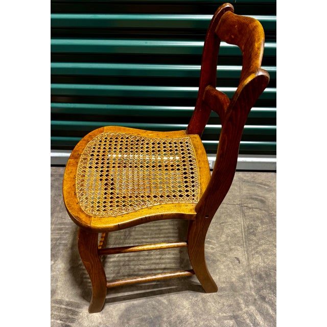 Wood Antique Walnut Cane Seat Side Chair For Sale - Image 7 of 9