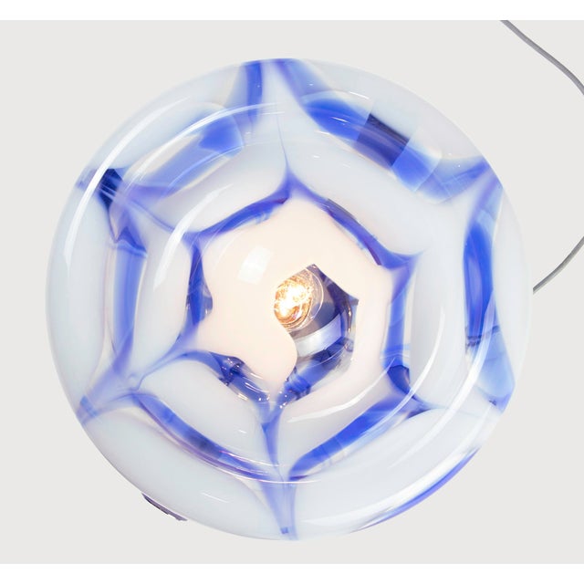 Elegant Murano glass and chrome ceiling and table lamp. Manufactured by A.V.Mazzega, Italy, in the 1970s. Measures: dm...