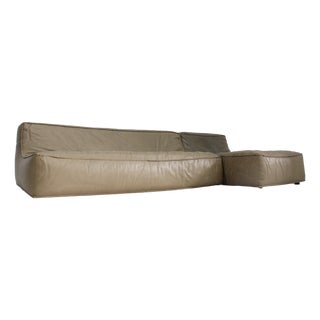 Vintage Modular Green Leather Sofa by Verzelloni, Italy, 1990s, Set of 2 For Sale