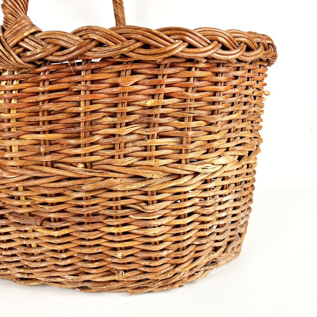 1950s Vintage Wicker Gathering Basket Chairish