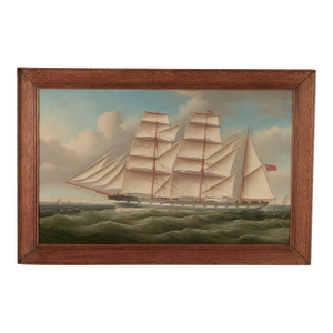 Antique English Painting of a Sailing Ship by William Ball Spencer