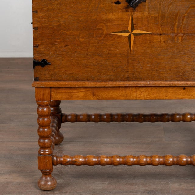 Early 19th Century Early 19th Century Oak Trunk on Stand Side Table For Sale - Image 5 of 17