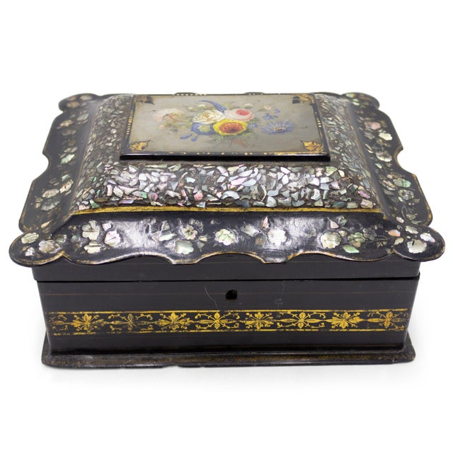 English Victorian Papier Mache Box Chairish