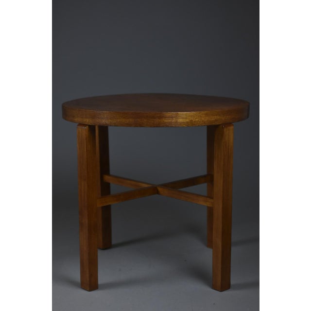 Vintage Polish Dark-Oiled Oak Veneer Side Table, 1930s For Sale - Image 3 of 13
