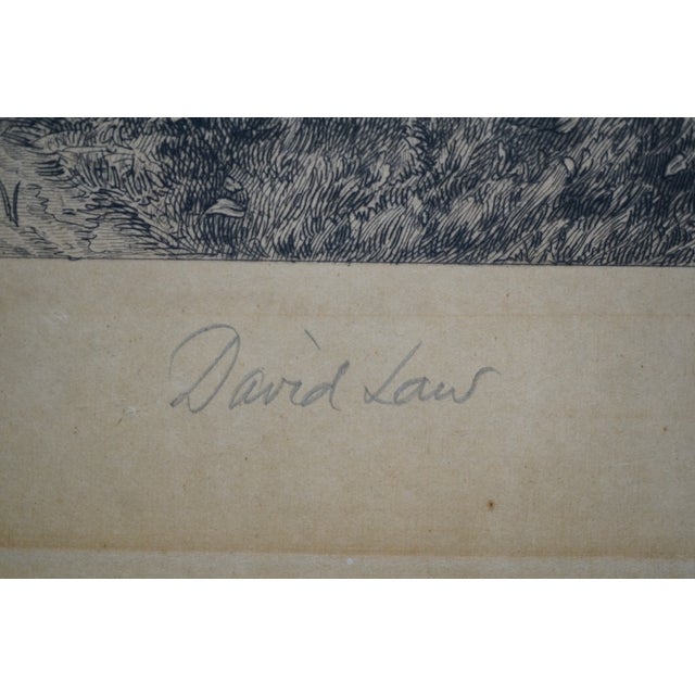Antique David Law Signed Medieval Bridge Fishing River Landscape Etching 30" For Sale - Image 10 of 11