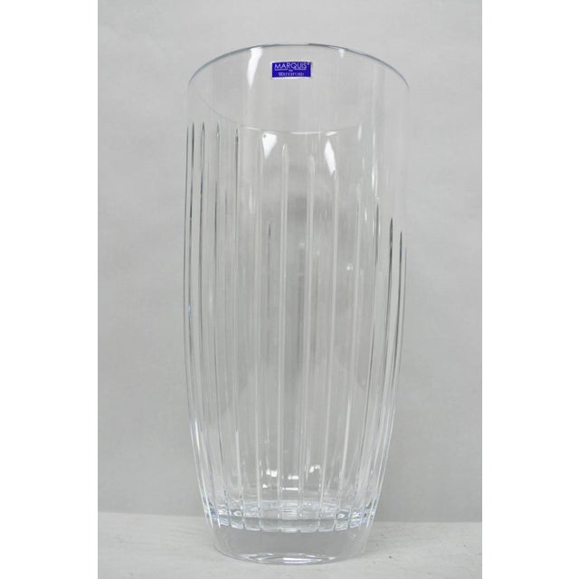 Late 20th Century Marquis by Waterford 12" Tall Etched Round Lead Crystal Glass Flower Vase For Sale - Image 10 of 12