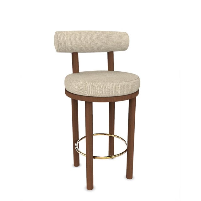Contemporary Collector Modern Moca Bar Chair in Safire 14 Fabric and Smoked Oak by Studio Rig For Sale - Image 3 of 7