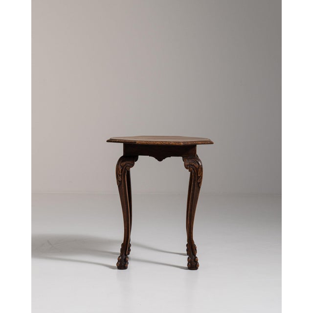 20th Century France Rich Walnut Brown Carved Octagonal Side Table For Sale - Image 10 of 11