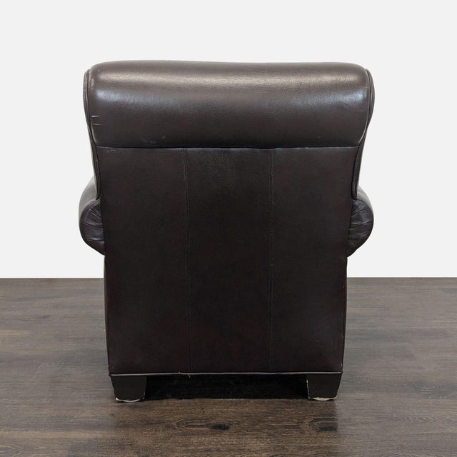 2000 - 2009 Classic Brown Leather Lounge Chair With Rolled Arms For Sale - Image 5 of 9