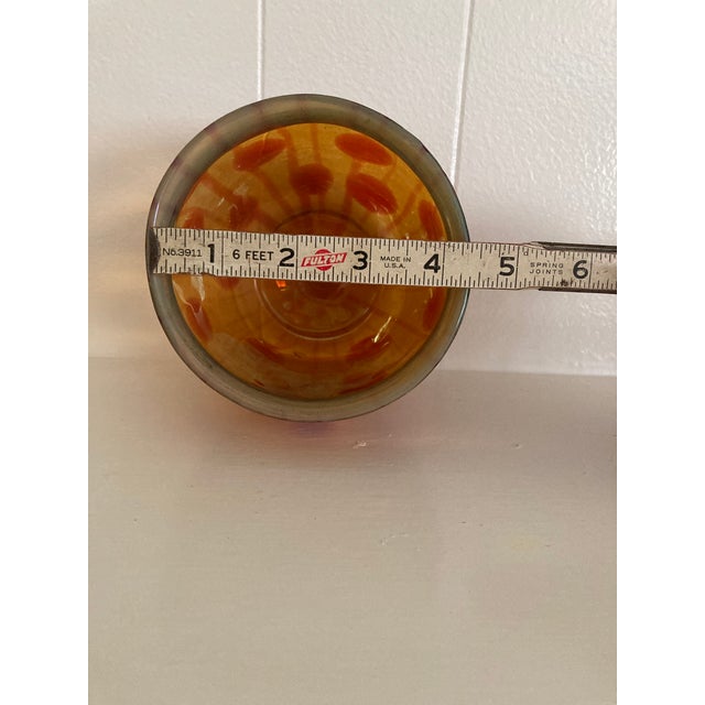 Vintage Amber With Red Polkadot MCM Art Glass Rose Bowl For Sale In New York - Image 6 of 7