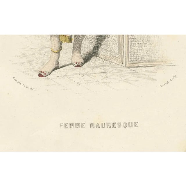 Compte-Calix, Algerian Woman's Costume, Hand-Colored Lithograph, 1853 For Sale - Image 4 of 10