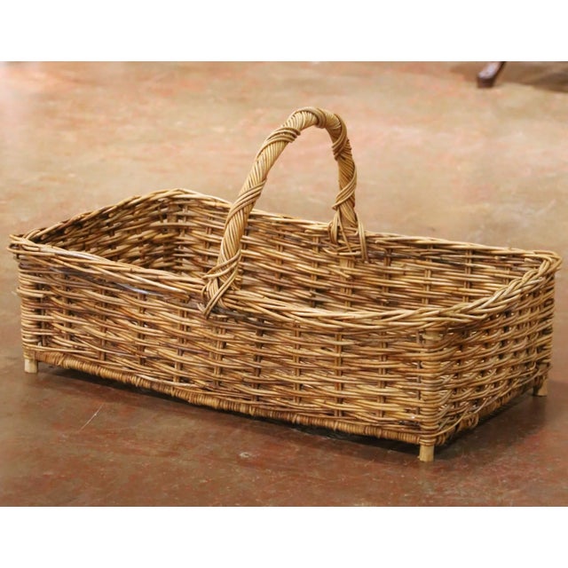Early 20th Century Early 20th Century French Wicker Market Basket With Twisted Handle For Sale - Image 5 of 9