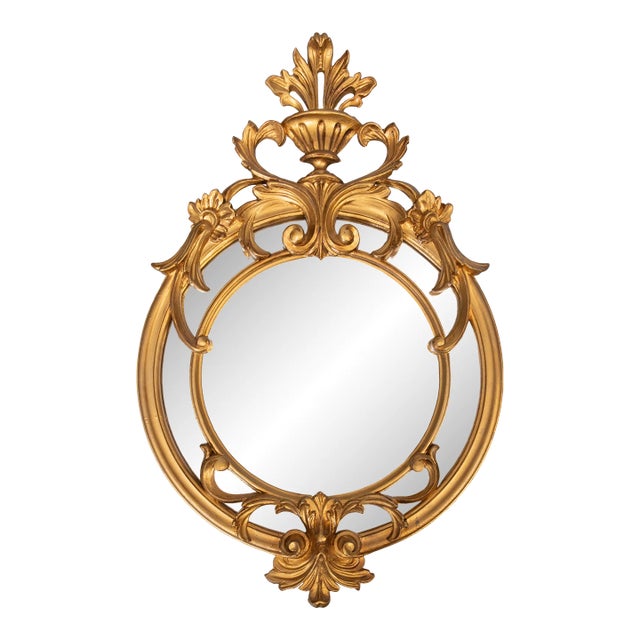 Vintage Italian Neoclassical Style Gilt Mirror With Crest For Sale