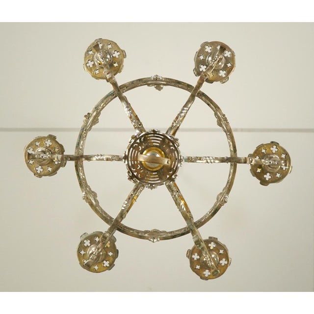 Mid 20th Century Gothic Nickel Plated Bronze Chandelier For Sale - Image 13 of 16