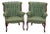 Vintage Channel Back Armchairs With Nail Head Trim and Cabriole Legs- A Pair For Sale