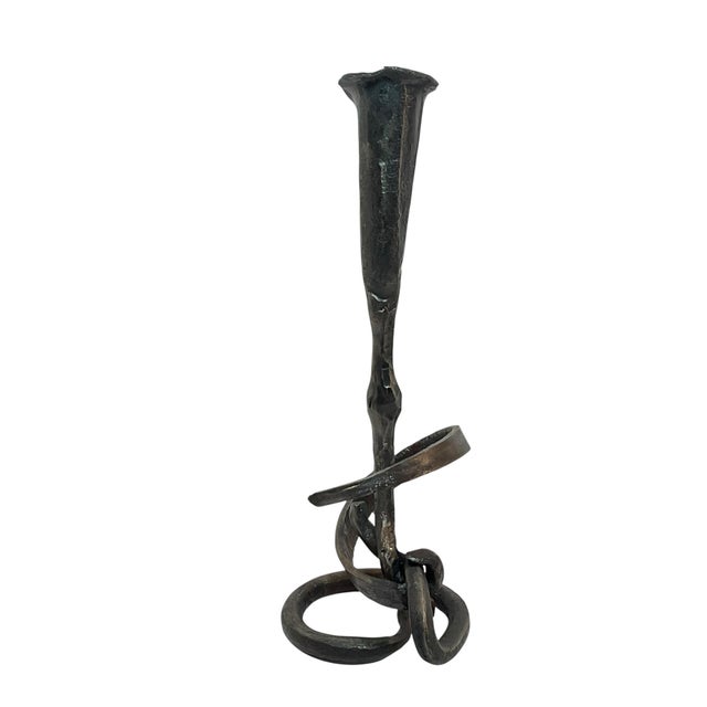 Hand Wrought Iron Calla Lily Candle Holder in the Style of Jack Brubaker For Sale - Image 6 of 10