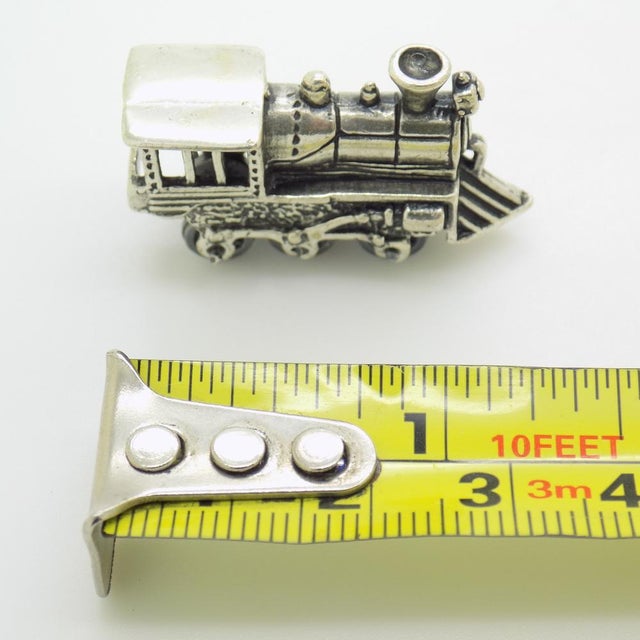 Vintage Italian Handmade Genuine Sterling Silver 925 Locomotive Train Figurine, 1970s For Sale - Image 11 of 13