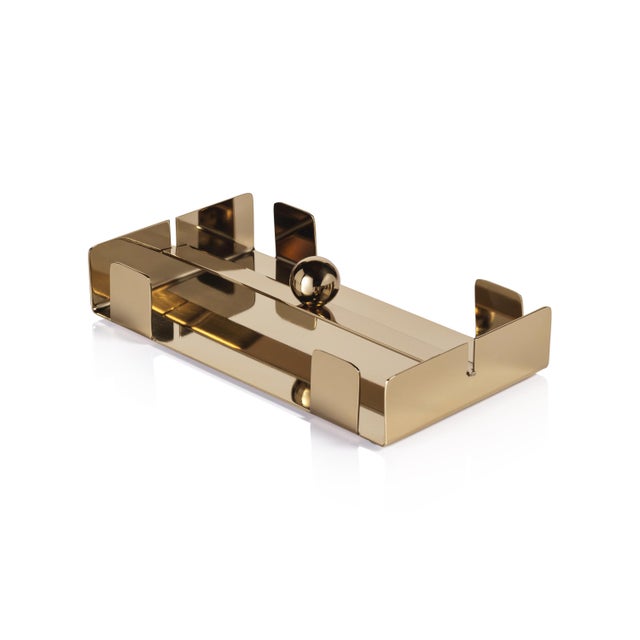 Basso Dinner Napkin Holder, Gold For Sale In Los Angeles - Image 6 of 6