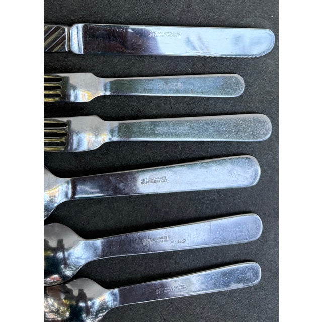 1960s 1960s Stanley Roberts Zebra 62 PCS 12 Place Settings Stainless Steel Korea Postmoden For Sale - Image 5 of 10