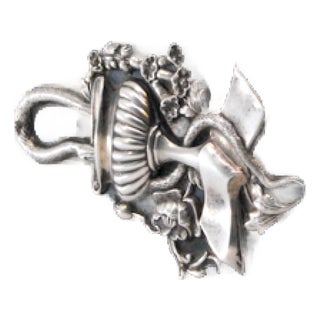 Stone Block Holder with Silver Applications and Snake Wrapped in Roses For Sale
