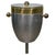 A glamorous and functional midcentury modern chrome champagne ice bucket or cooler on a stand having brass shaped ball...