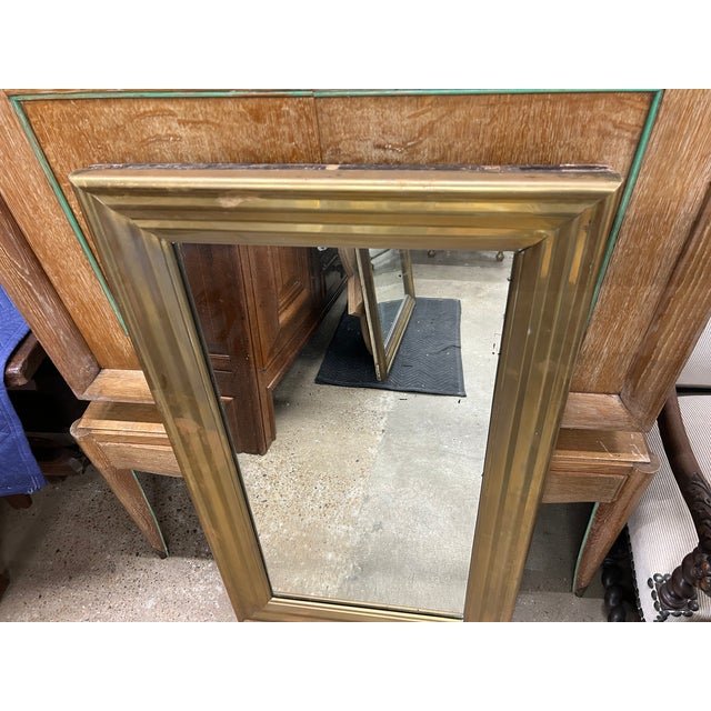 19th Century French Louis XVI Style Brass Mirror For Sale - Image 4 of 12