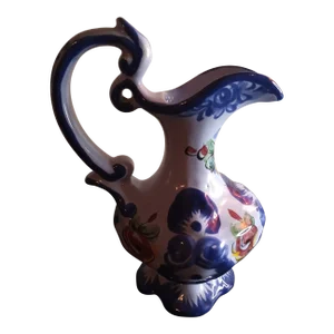 1970s Hand Painted Vestal Alcobaca Pitcher Vase, Made in Portugal