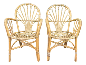 Set of Mid-Century Dutch Rattan Armchairs, 1950s