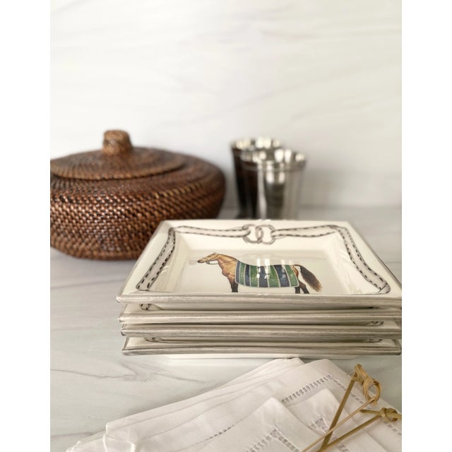 White Devon Collection Equestrian Catchall Tray, Blue Stripe, Made in Italy For Sale - Image 8 of 9