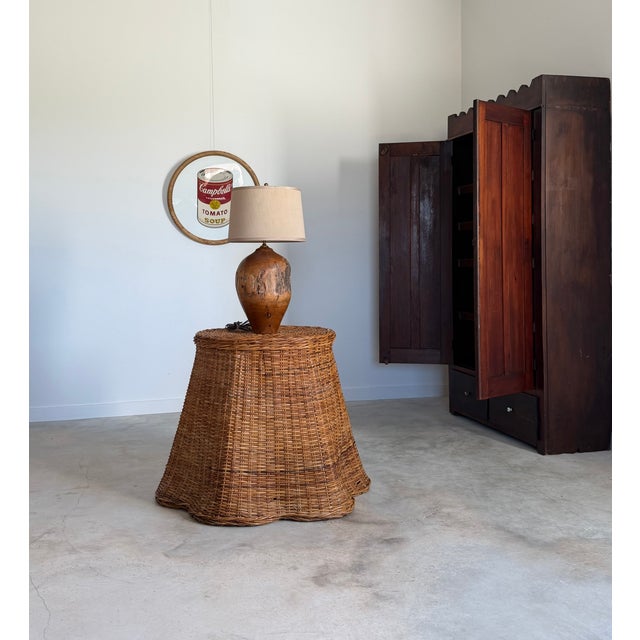 Tromp l'Œil "Ghost" Rattan Table + Round Glass Dining or Surrealist Game Table For Sale - Image 17 of 18
