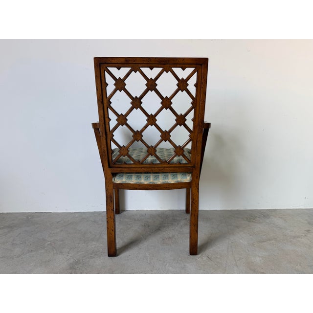 1970s Vintage Chinese Chippendale Style Open Lattice Armchair For Sale - Image 5 of 12