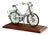 Silver Bicycle with Applications and Wooden Base For Sale
