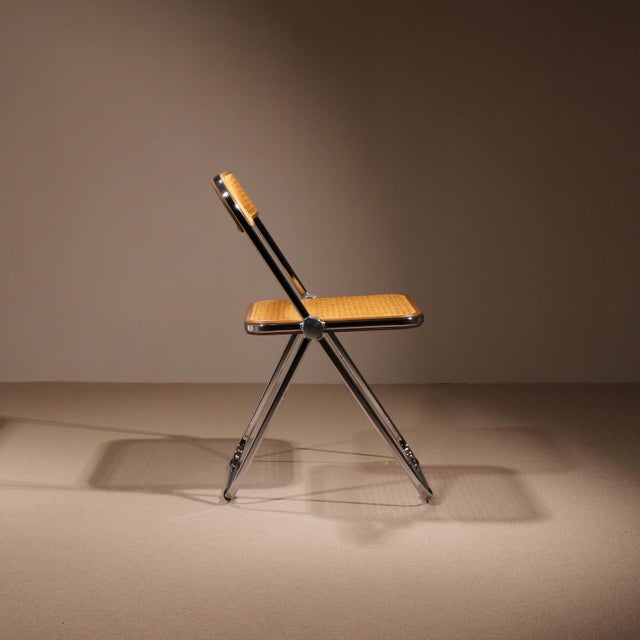 Brown Plia Folding Chairs with Cane by Giancarlo Piretti for Anonima Castelli, 1970s, Set of 4 For Sale - Image 8 of 15