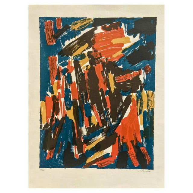 Jacques Germain, Abstract Composition I, Original Hand-Signed Lithograph, 1977 For Sale