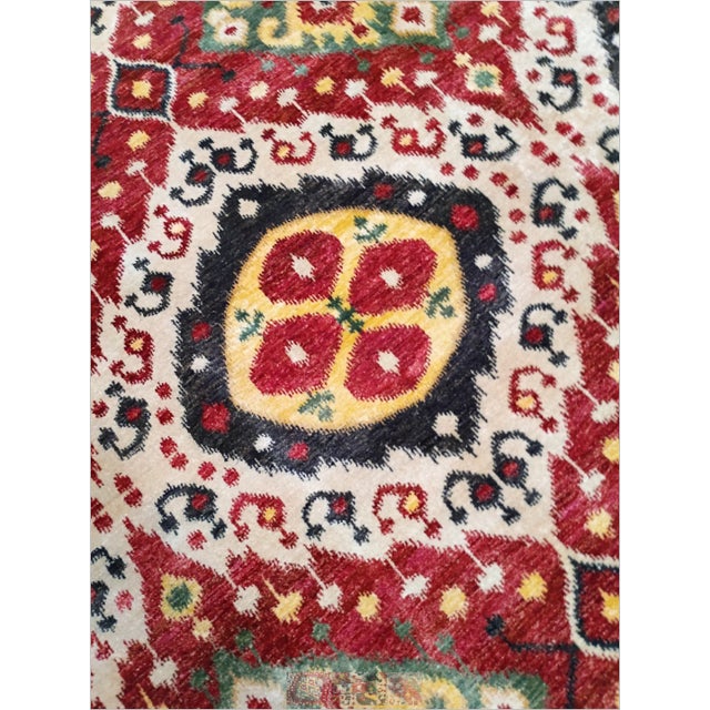 Red Genuine Hand-Knotted Ikat Rug. 8'x 10'3" For Sale - Image 8 of 17