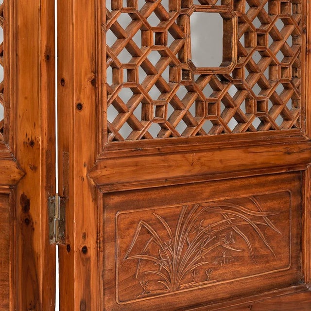 This attractive four panel elm wood partition was created to divide Chinese homes and create a more private atmosphere....