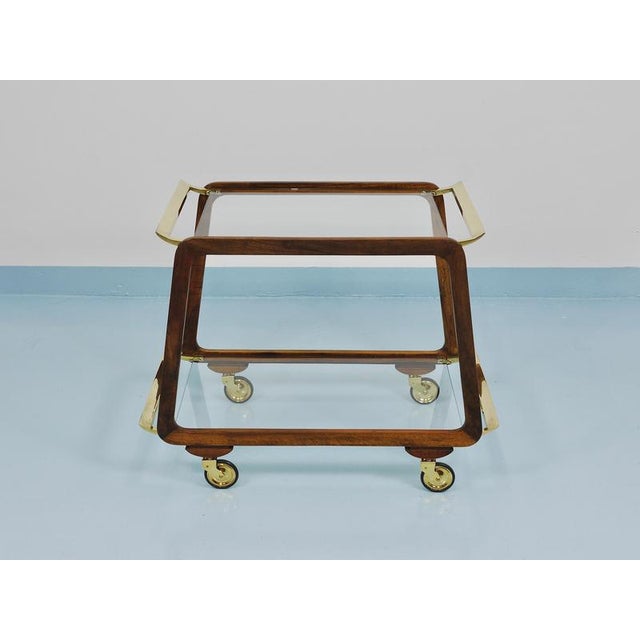 Mid-Century Modern Walnut and Brass Bar Cart by Oswald Haerdtl, 1950s For Sale - Image 12 of 18