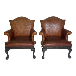Mid 20th Century Pair of Portuguese Leather Chairs