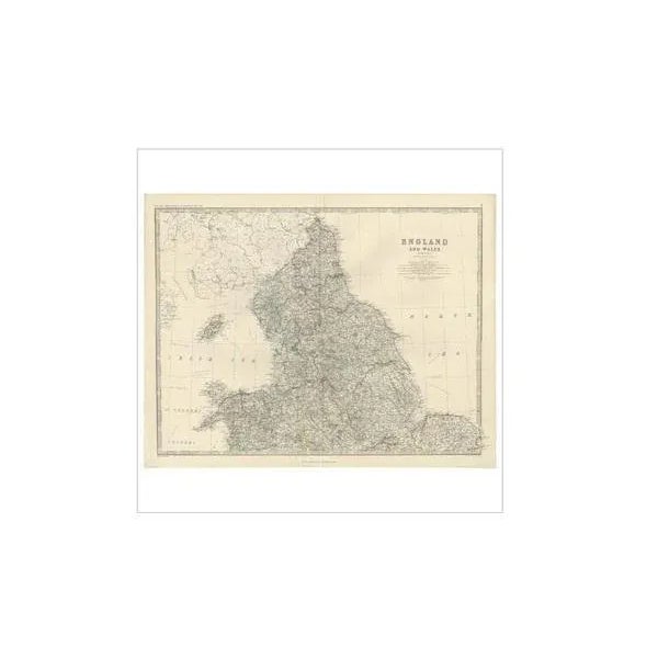 Antique Map of England and Wales North by A.K. Johnston, 1865 For Sale - Image 3 of 5