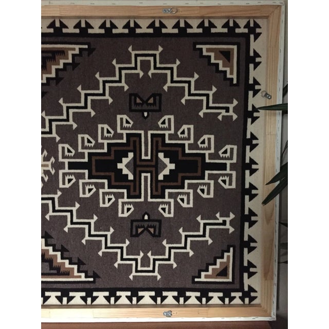 Early 20th Century Vintage Framed Two Grey Hills Navajo Indian Rug, 6.25 X 4.13 Ft For Sale - Image 10 of 13