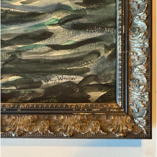 Original 1932 John Wenger Watercolor "Coney Island in Winter" For Sale - Image 4 of 12
