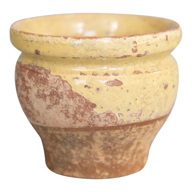 19th Century French Yellow Glazed Confit Pot For Sale