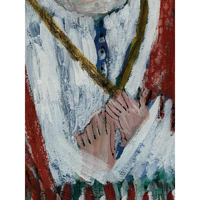 1970s Mohamed Hamri Moroccan Modernist Portrait of Woman, Oil & Gouache Painting For Sale - Image 9 of 18