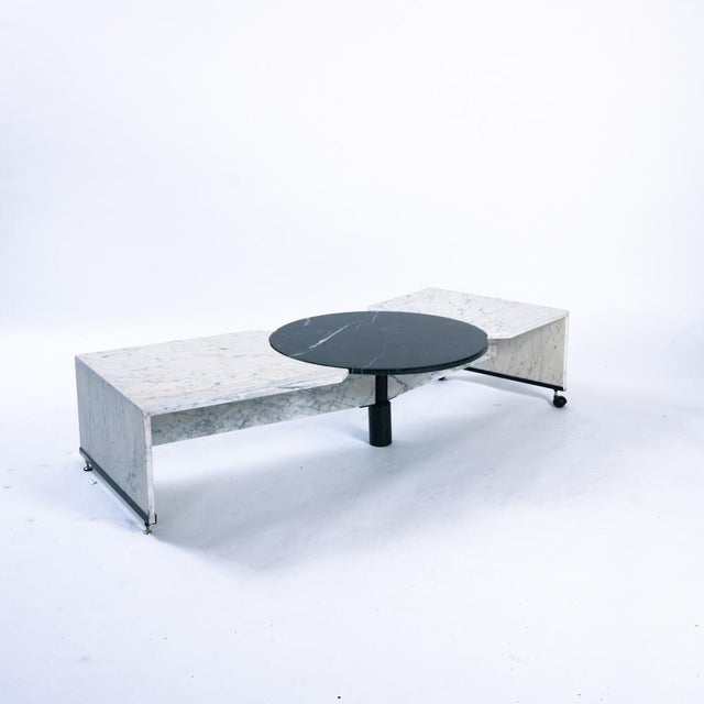 Black and White Marble Postmodern Adjustable Coffee Table For Sale - Image 5 of 18